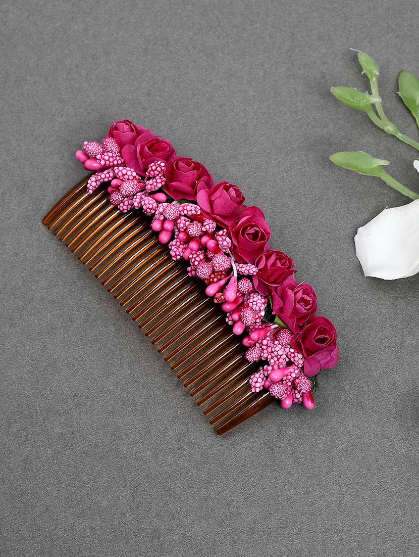 Women Pink Floral Handcrafed Hair Accessory