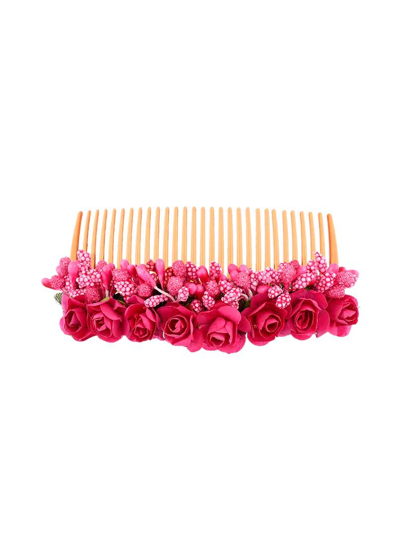 Women Pink Floral Handcrafed Hair Accessory