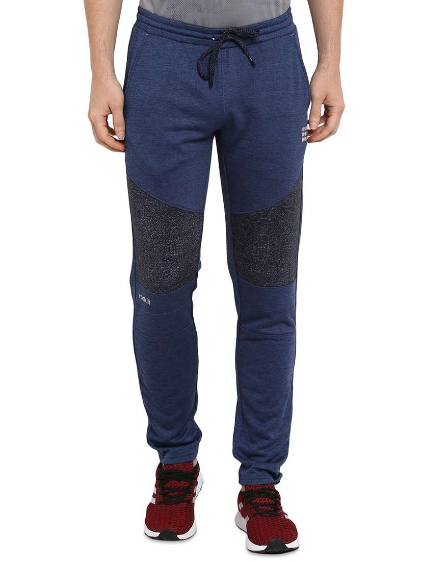 Blue Color Block Full Length Track Pant