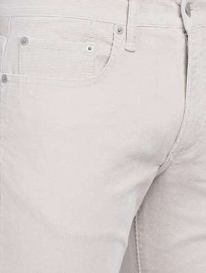 Grey Solid Corduroy Casual Trouser 