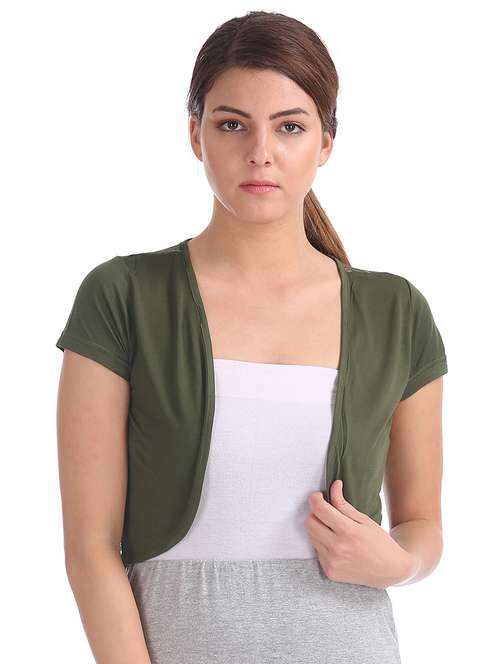 olive green long shrug