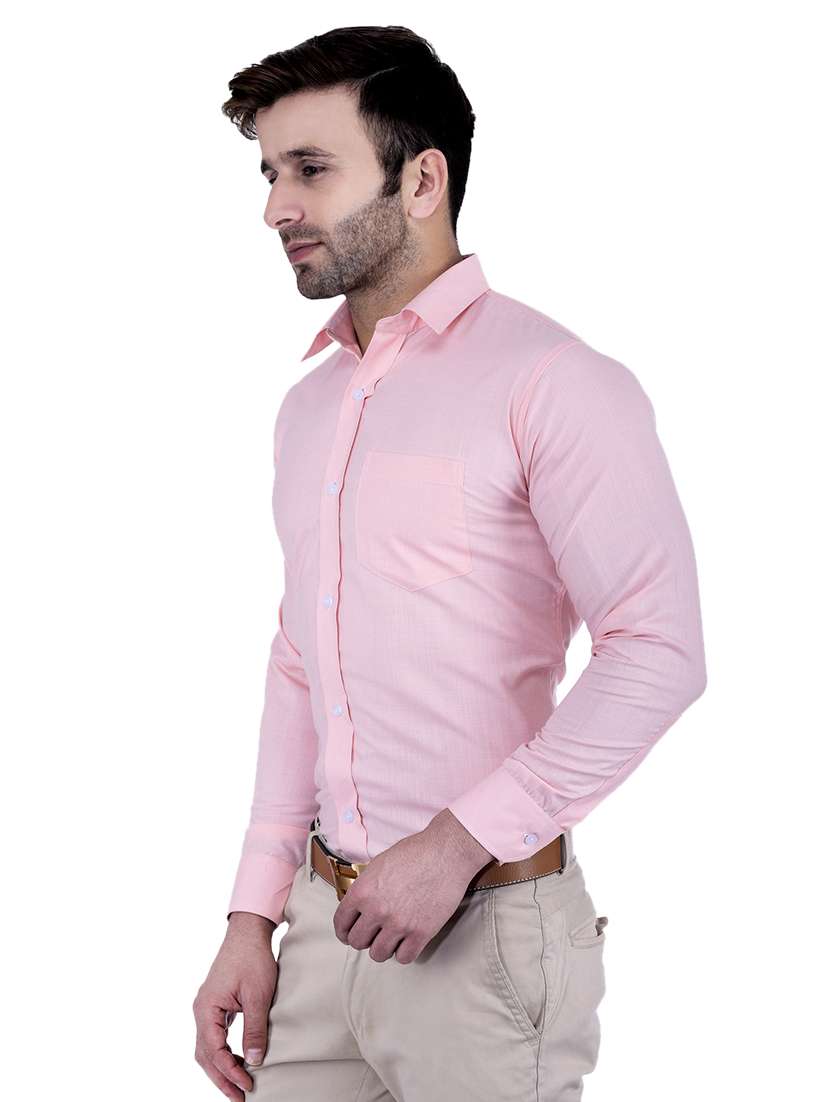 Buy online Pink Solid Formal Shirt from shirts for Men by Hangup for