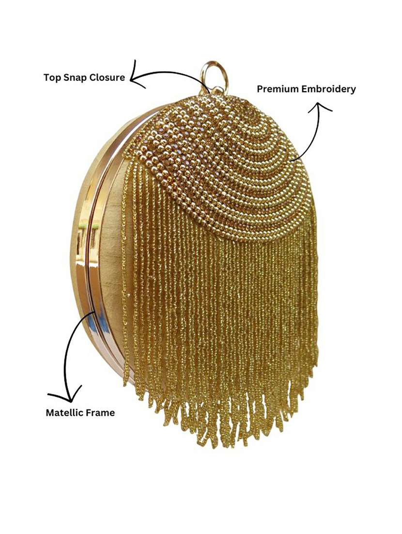 Gold Silk Box Clutch