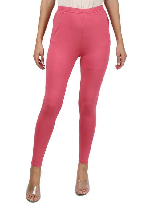 Buy online Pink Cotton Blend Leggings 