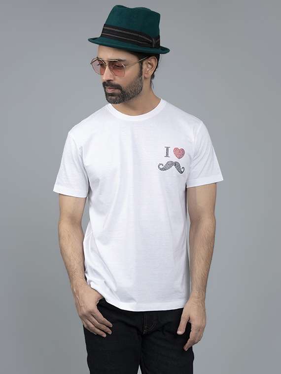 White Printed T Shirt