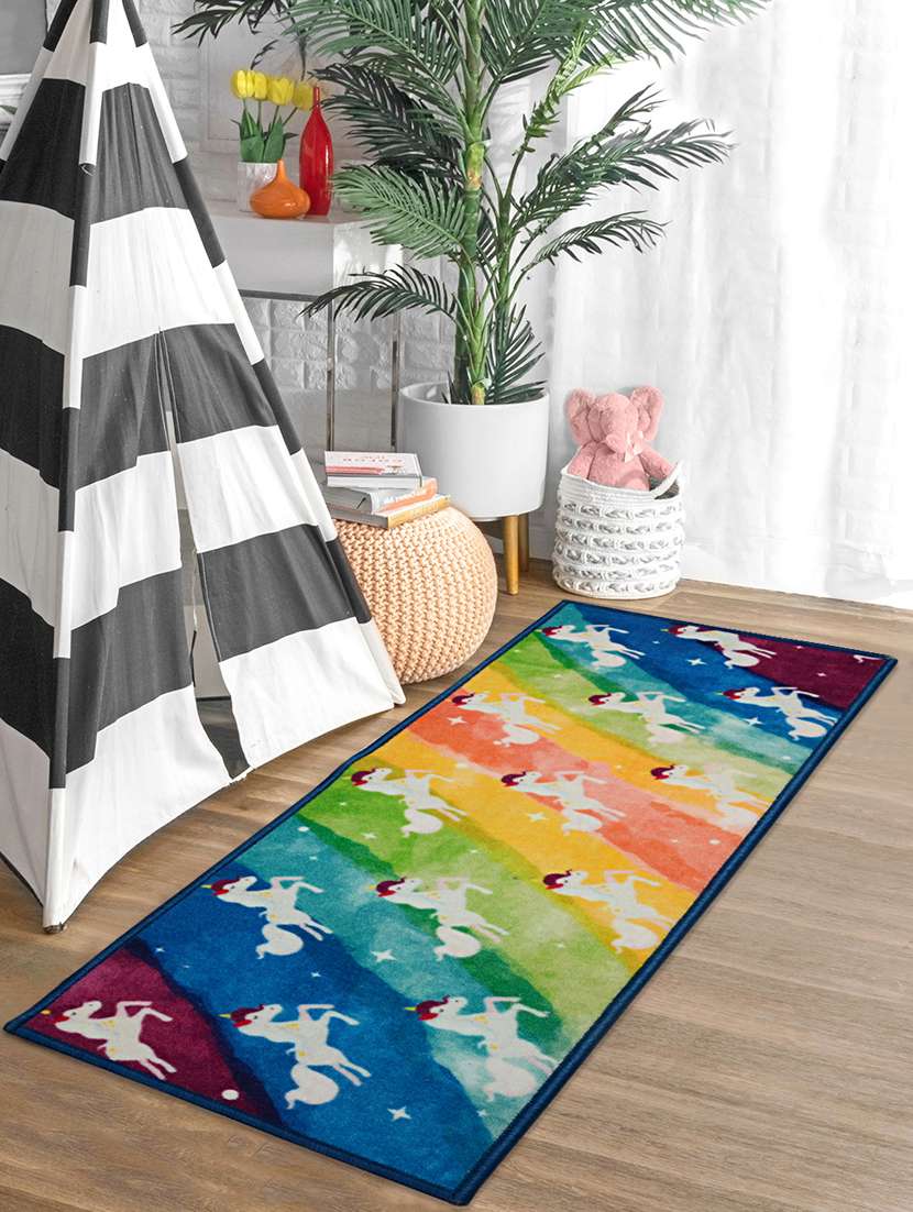 Saral Home Unicorn Polypropylene Anti Skid Runner   (Multicolor, 45x120 Cms)