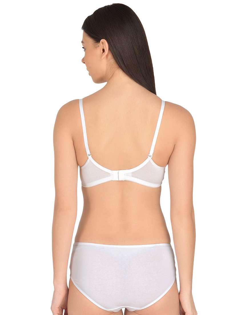 Buy online White Solid Bras And Panty Set from lingerie for Women by