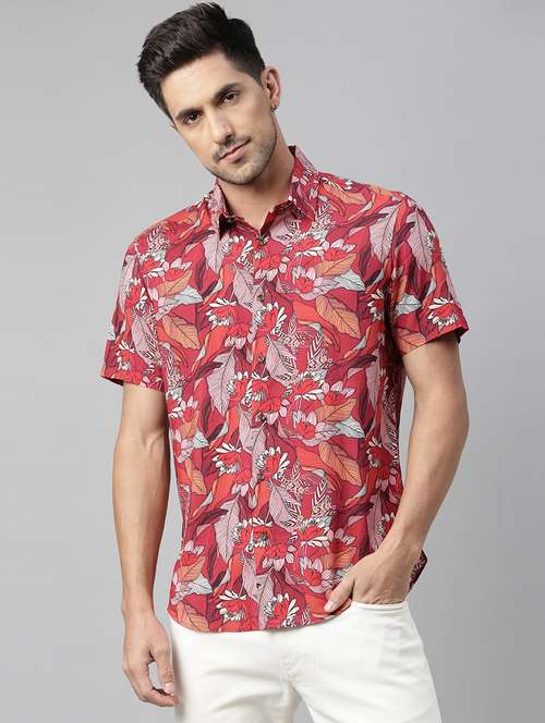 Red Printed Casual Shirt from shirts 