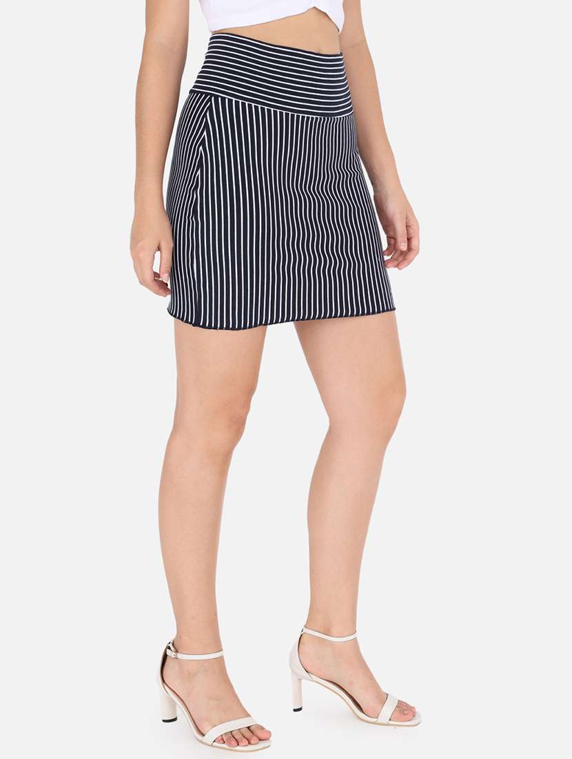 Mid Rise Striped Pencil Skirt