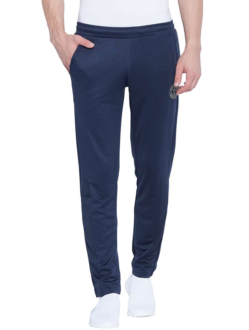 Navy Blue Solid Full Length Track Pant
