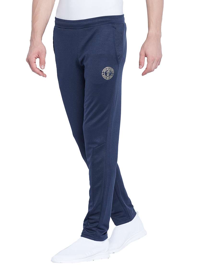 Navy Blue Solid Full Length Track Pant