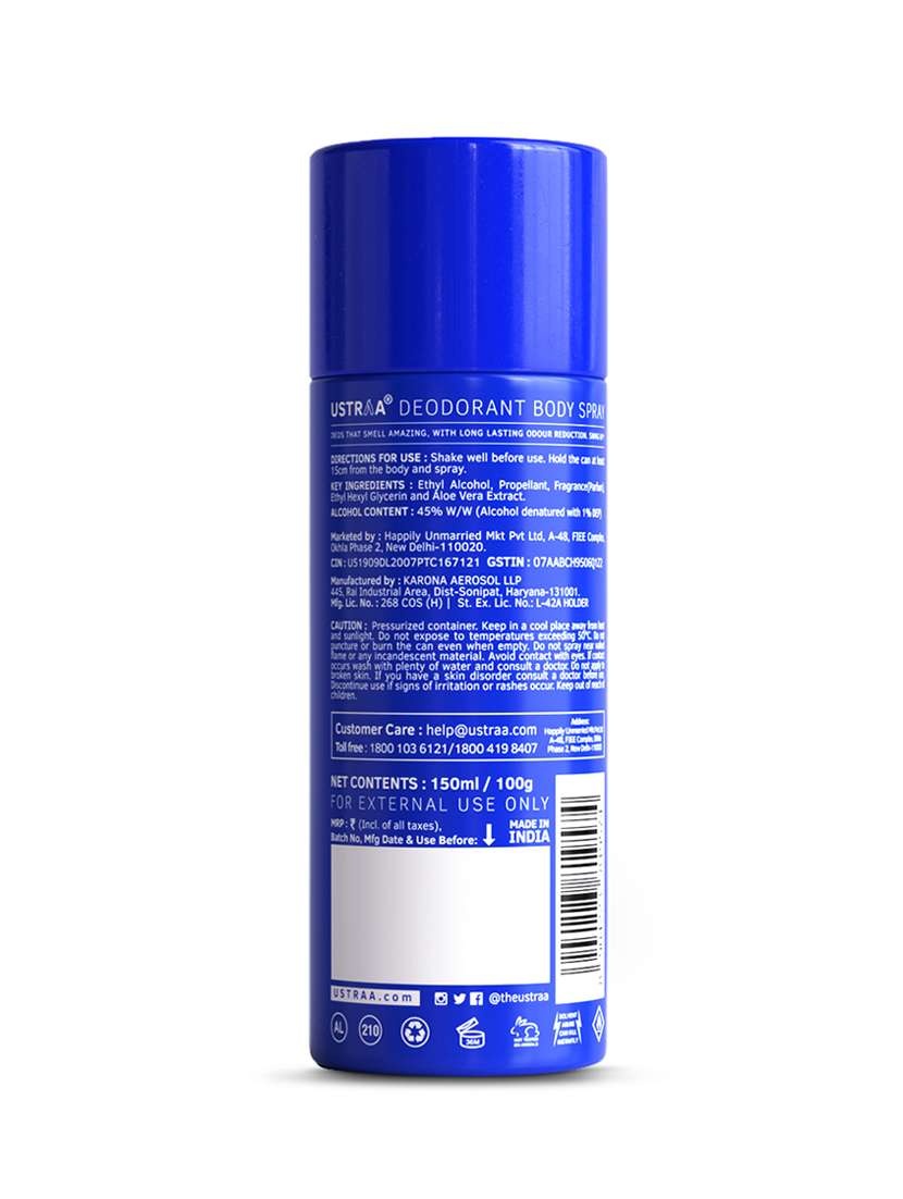 Ustraa Blue Deodorant   150 Ml, Face Wash Oily Skin   200 G & De Tan Face Scrub   100g