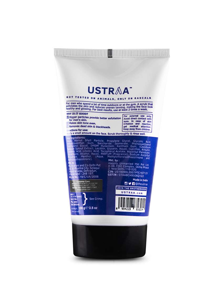 Ustraa Blue Deodorant   150 Ml, Face Wash Oily Skin   200 G & De Tan Face Scrub   100g