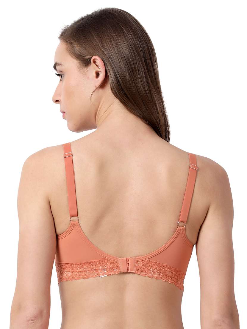 Orange Lace Detail T Shirt Bra