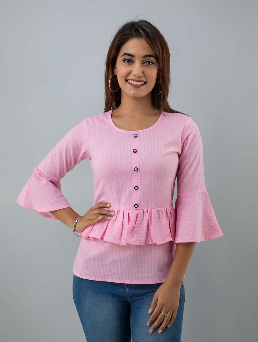 Women's Ruffle Round Neck Top