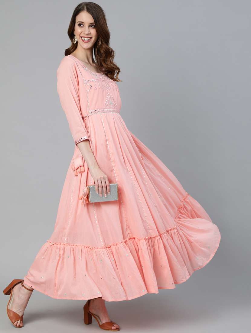 Peach Cotton Anarkali Kurta