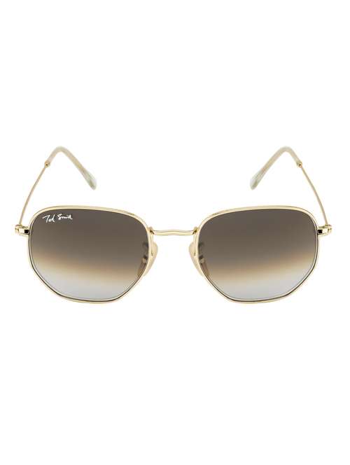 Hexon By Ted Smith In Gold Frame With Hexagonal Brown Graded Lens Sunglass