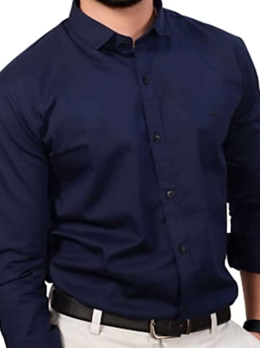 Buy online Blue Cotton Formal Shirt 