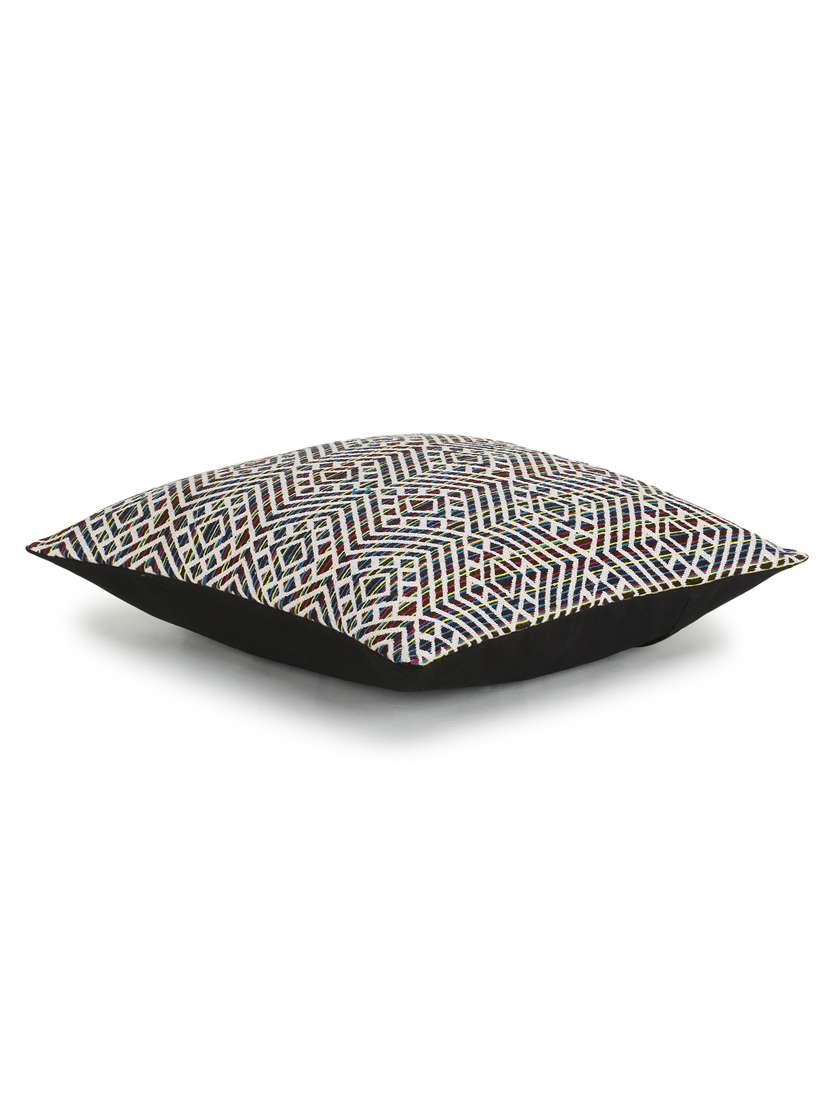 Mezposh Acoustic Natural & Multi Cotton Jacquard Textured Cushion Cover (16"X16")