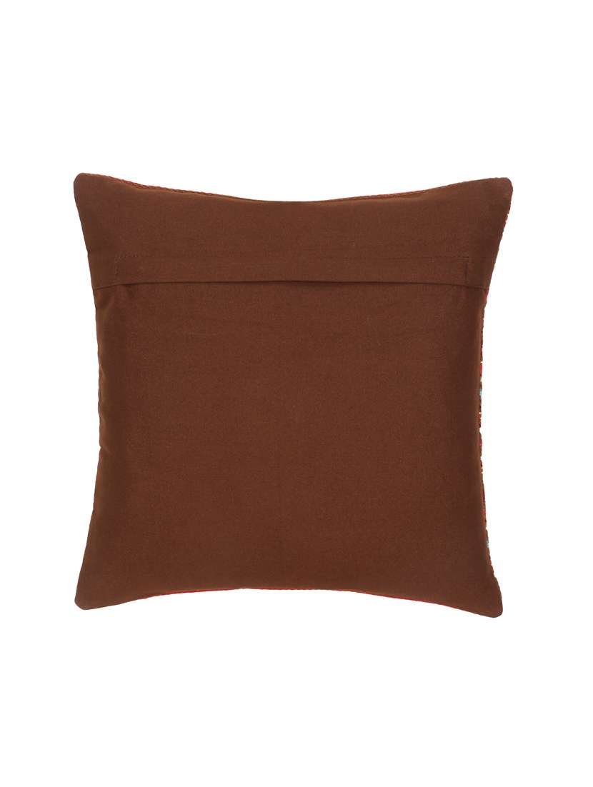 Mezposh Stave Navy & Multi Acrylic Jacquard Textured Cushion Cover (16"X16")