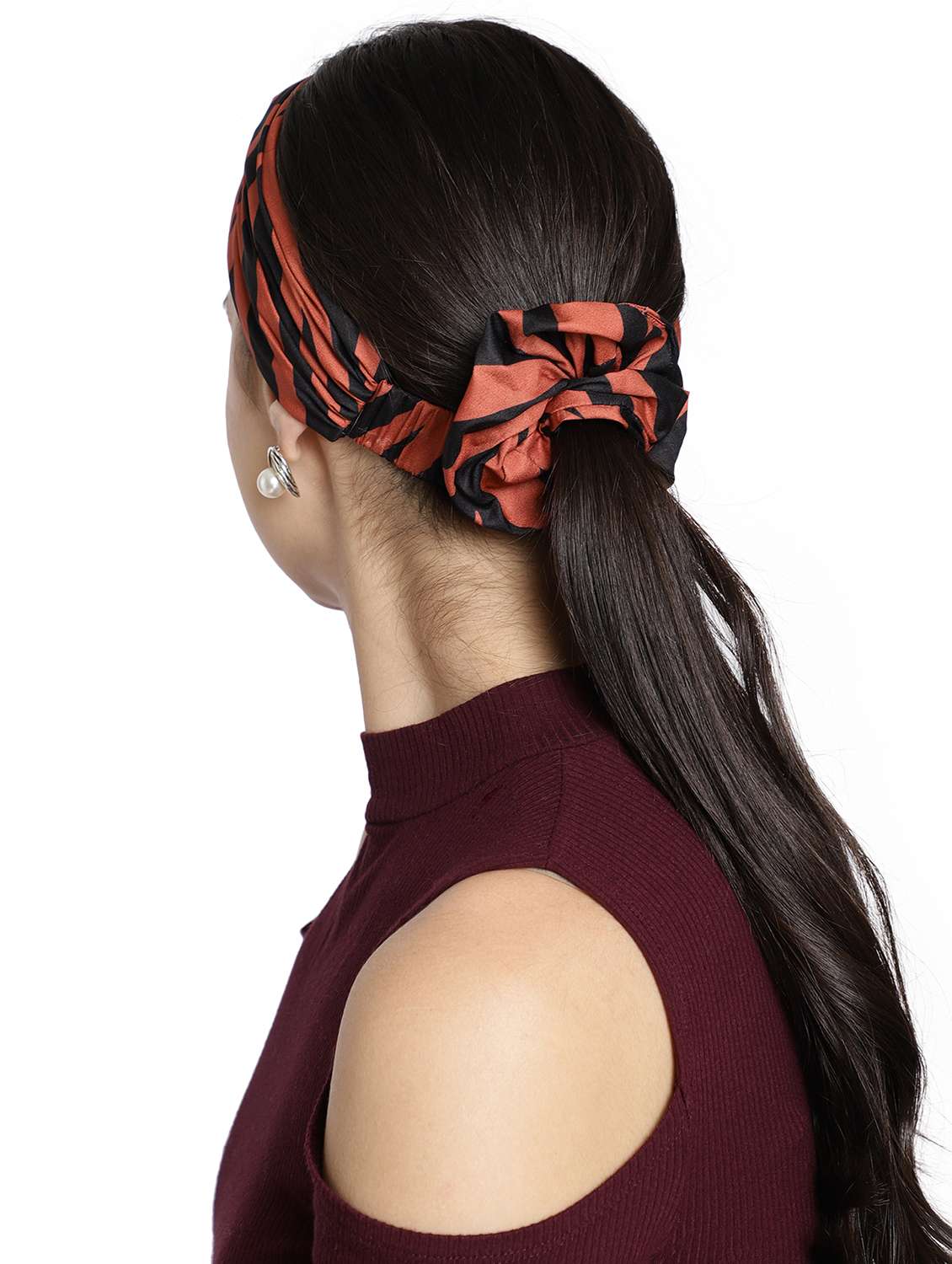 Coral Printed Viscose Headband And Scrunchy Combo Pack