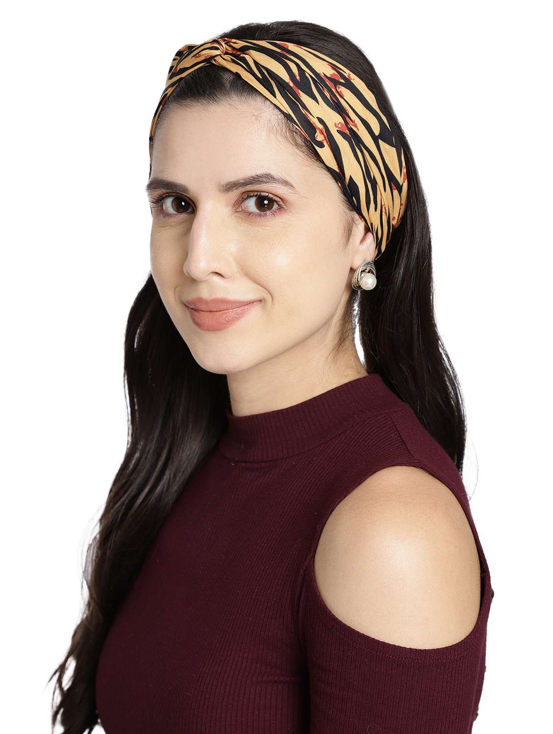 Yellow Printed Viscose Headband And Scrunchy Combo Pack