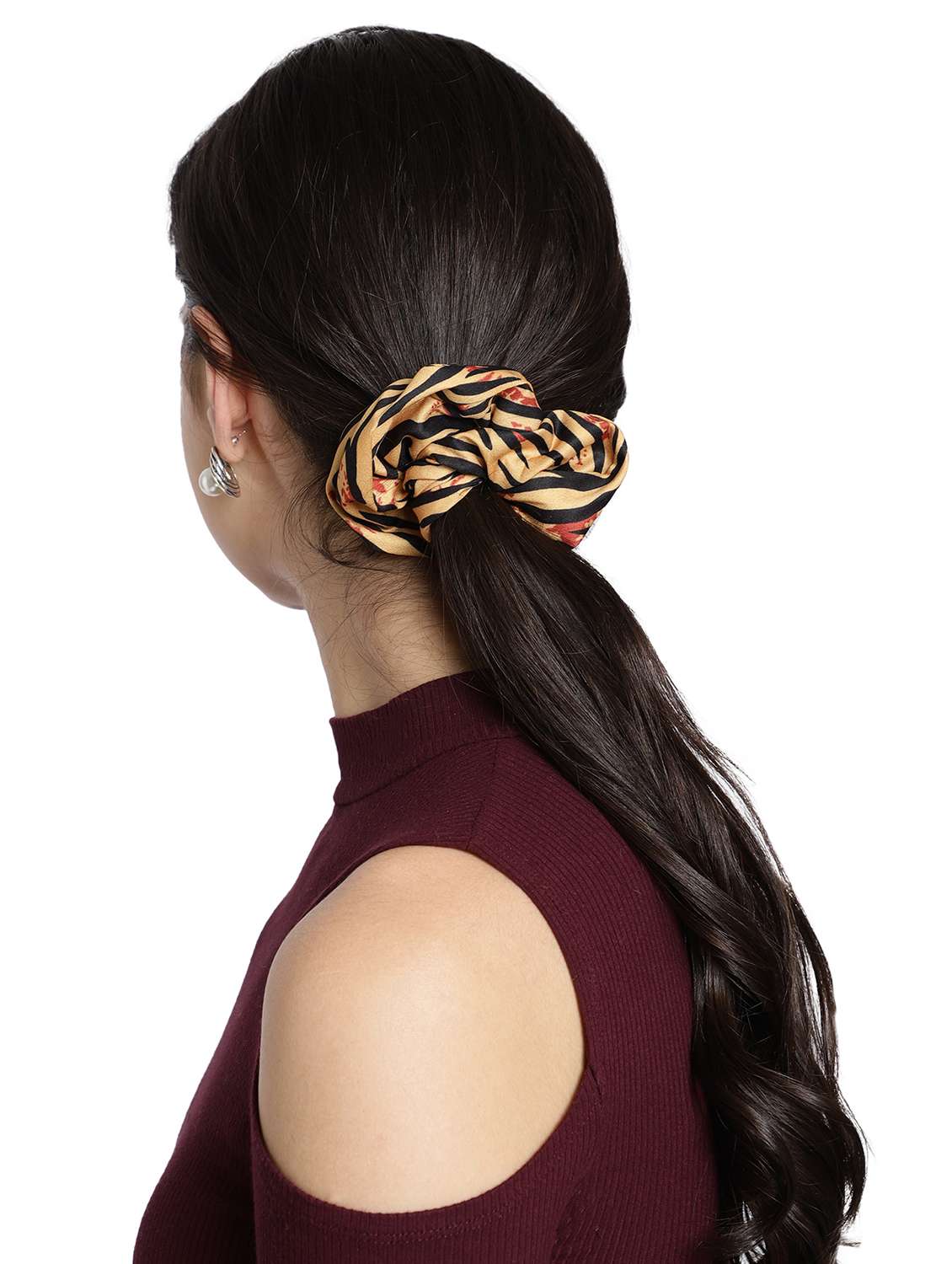 Yellow Printed Viscose Headband And Scrunchy Combo Pack