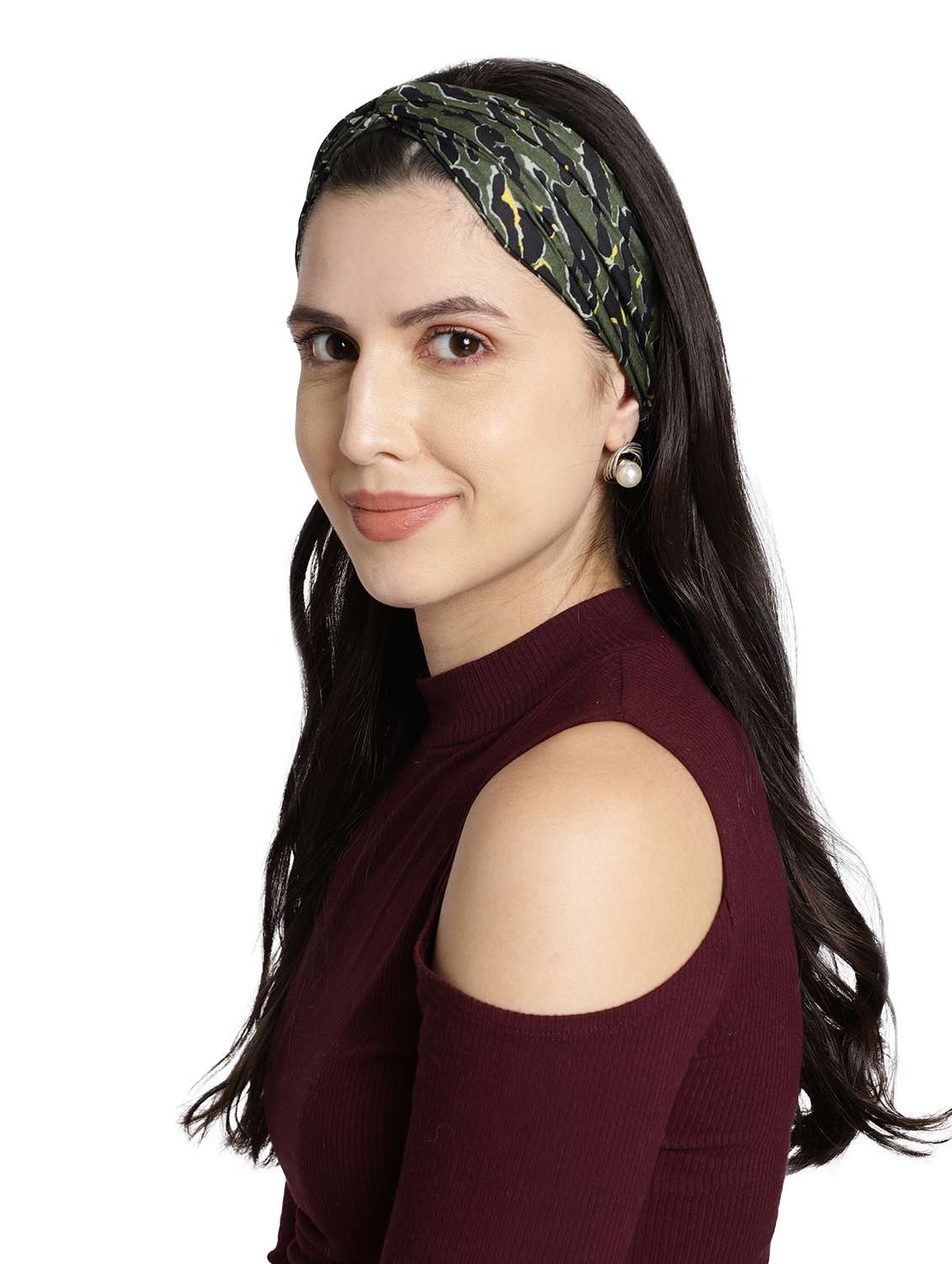 Printed Viscose Knot Design Green Headband