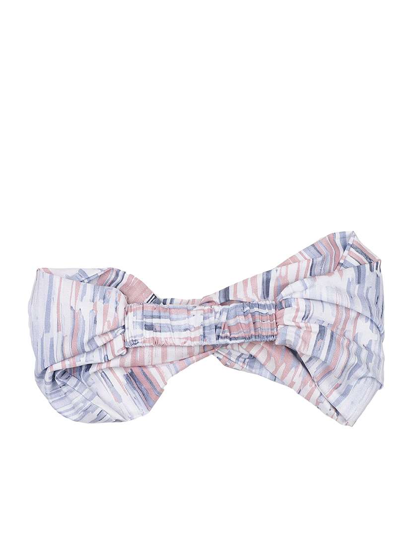 White Printed Viscose Knot Design Headband