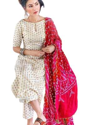 reyon Kurti Pant And Dupatta Set 