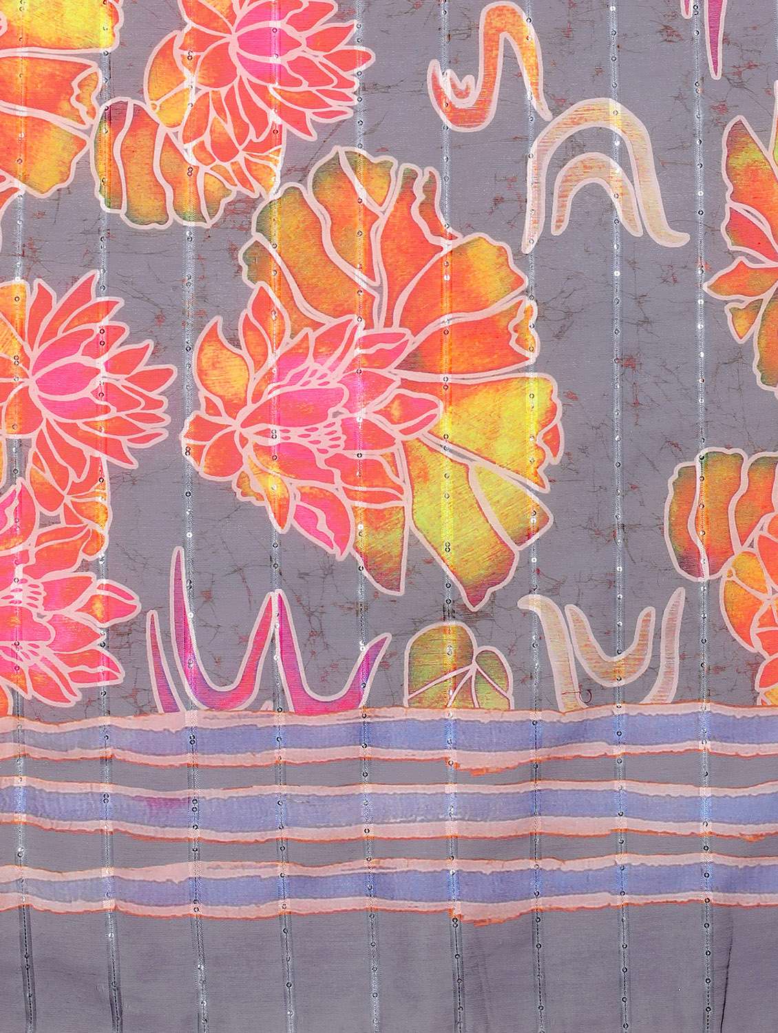 Floral Print Woven Saree With Blouse