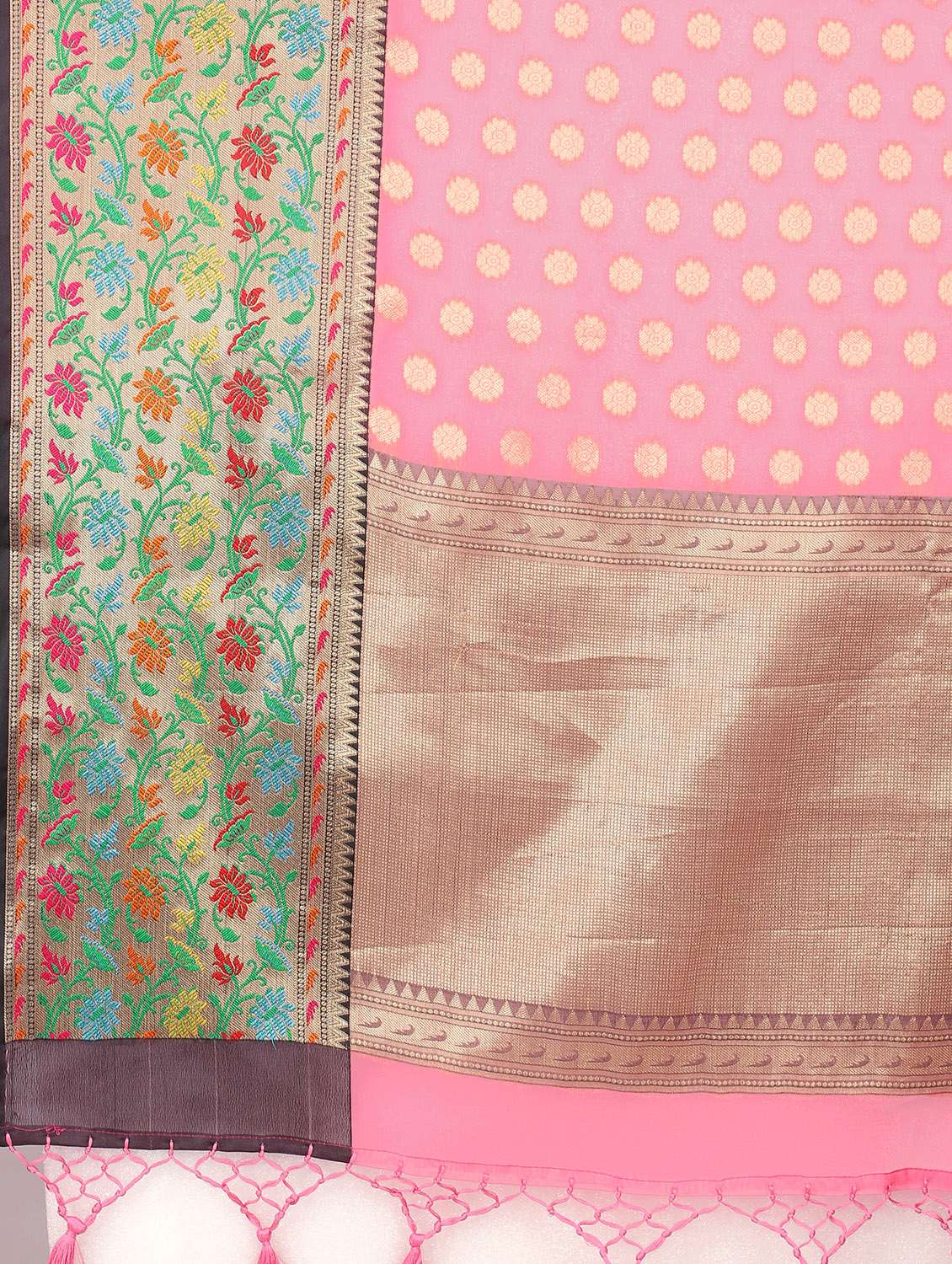 Women's Self Design Pink Colored Saree With Blouse