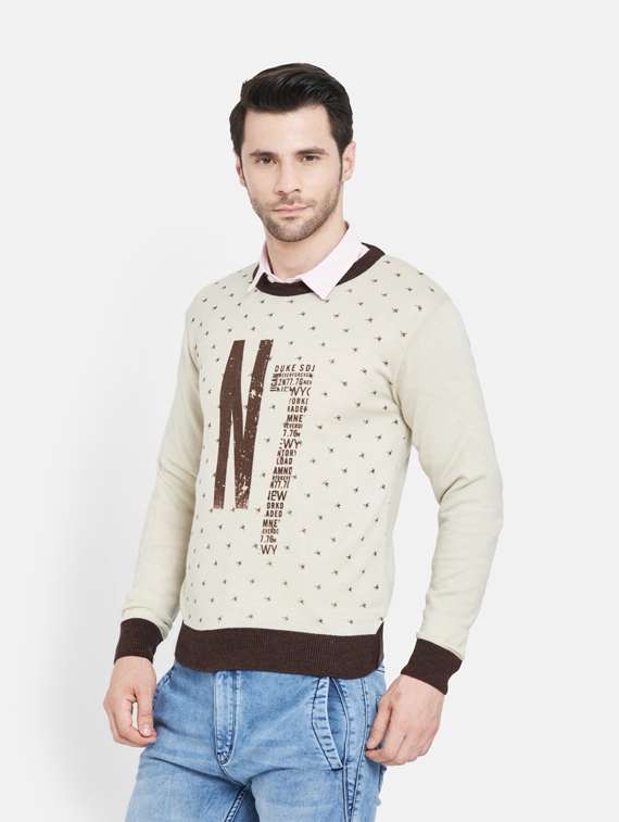 Buy online Beige Printed Pullover from 