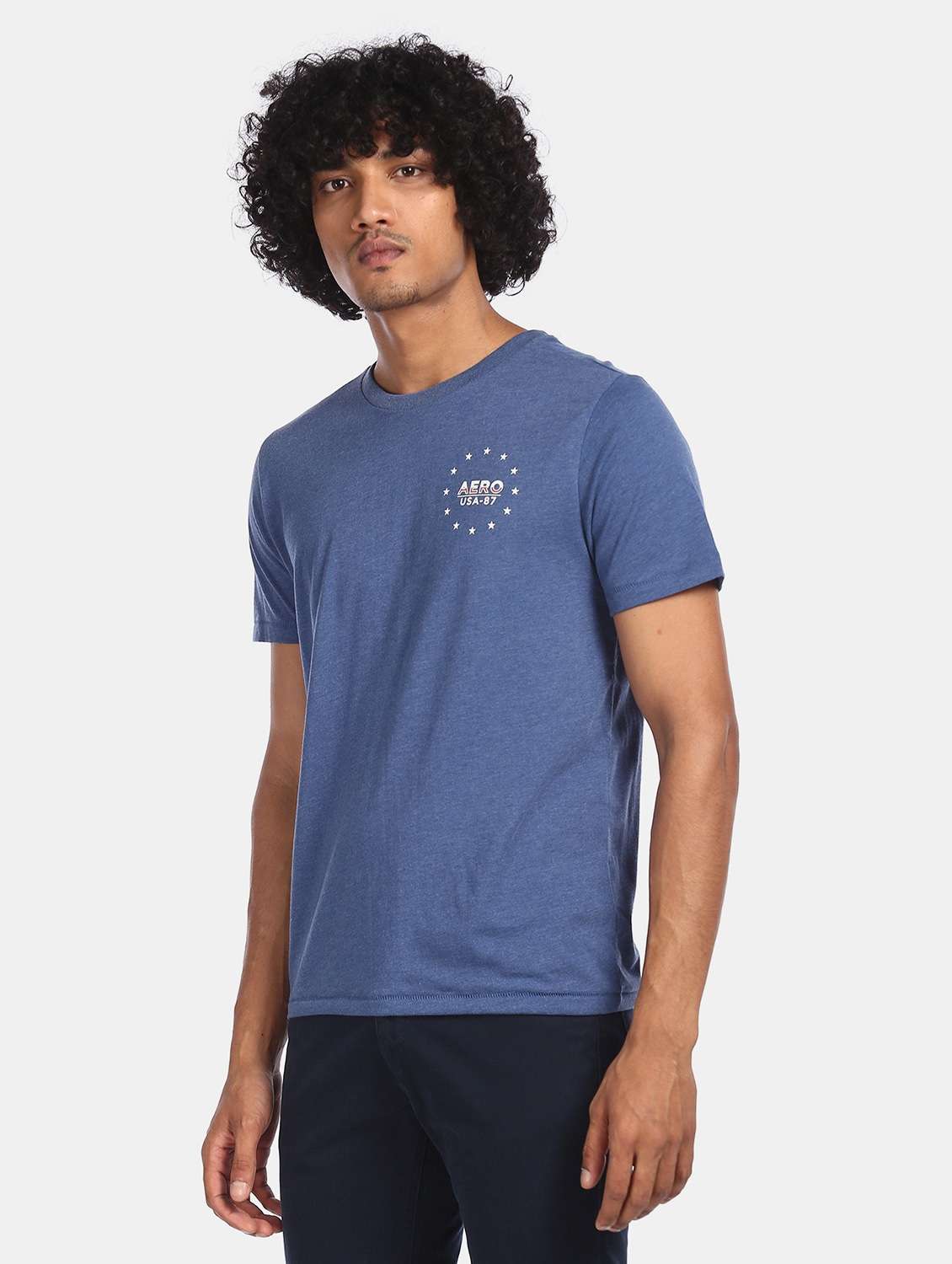 Blue Back Print T Shirt