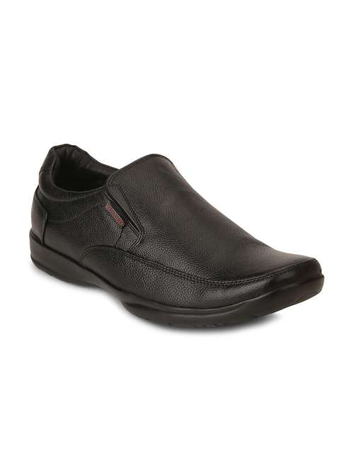 Red Chief Black Leather Formal Slip Ons 