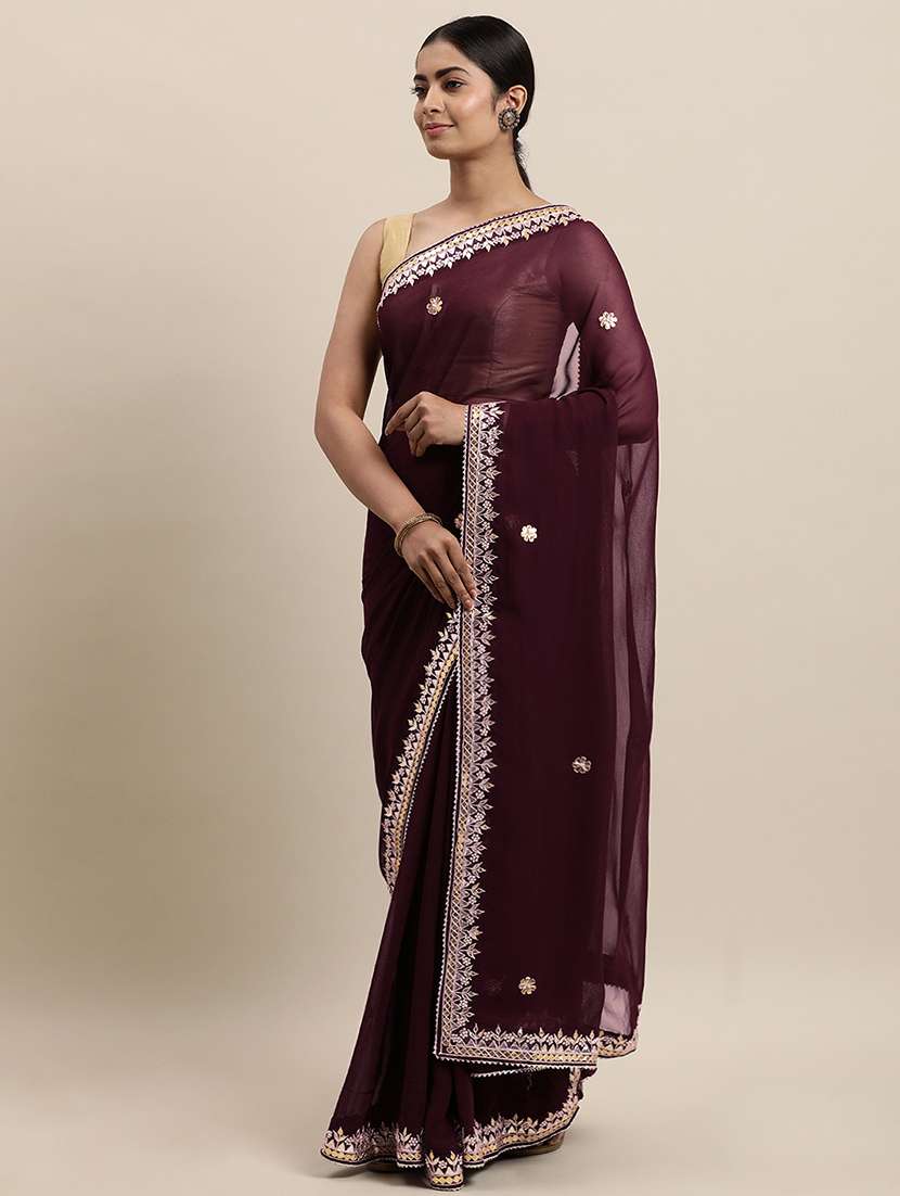 Ethnic Motifs Gota Patti Saree With Blouse