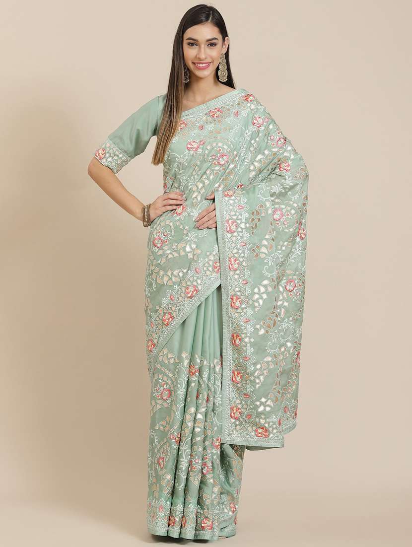 Women's Embroidered Saree With Blouse
