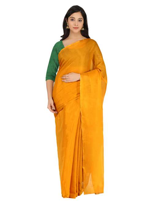plain crepe saree with designer blouse