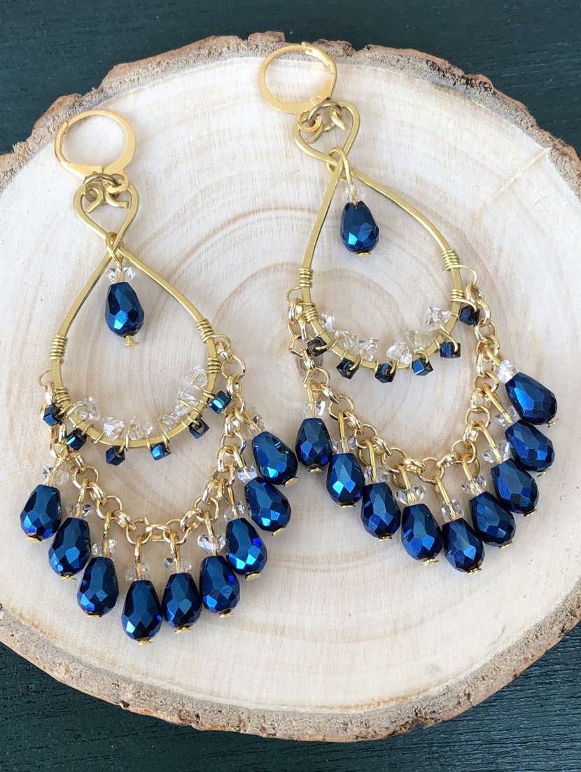 Blue Crystal Drop Earrings
