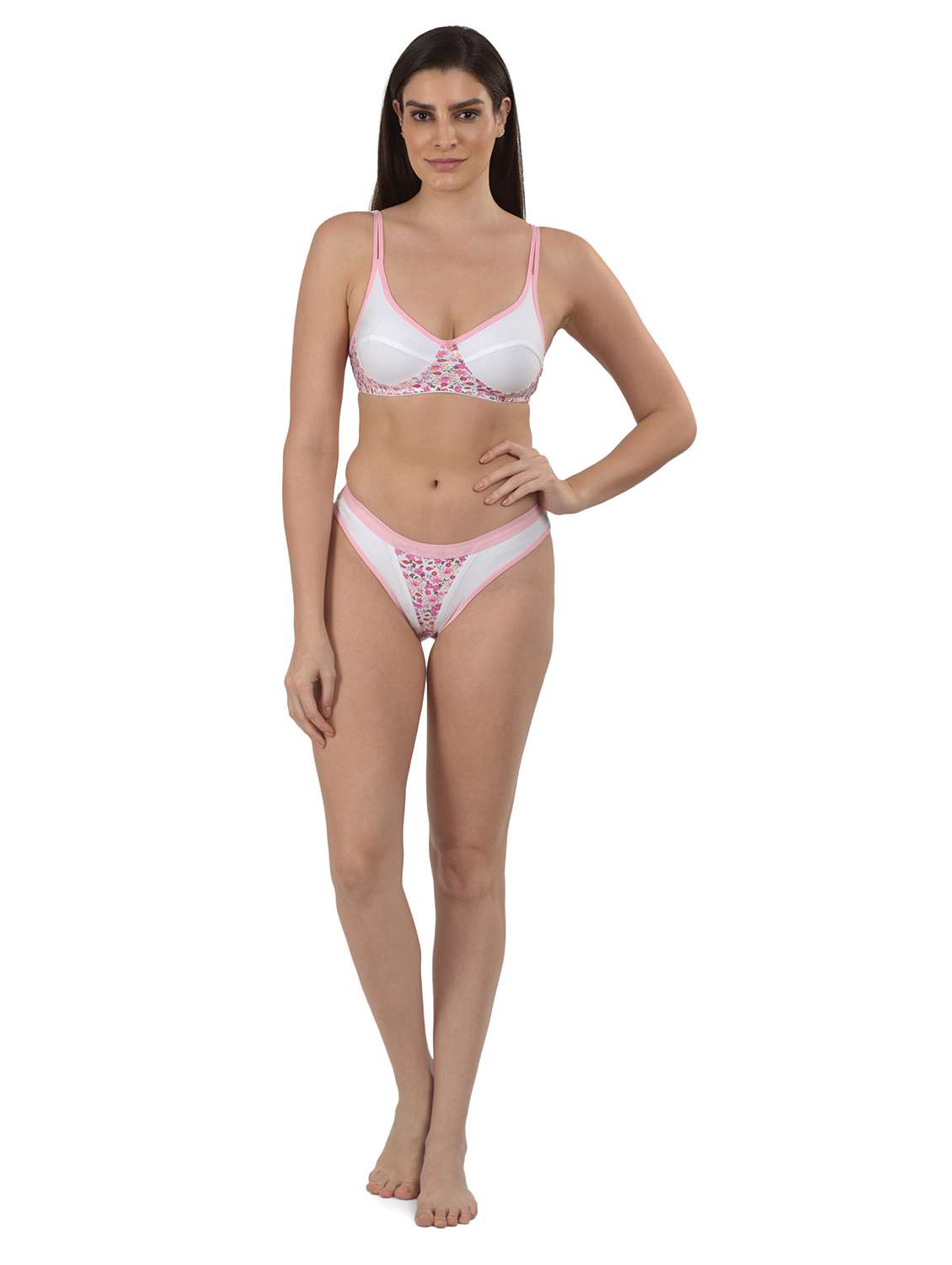 Pink Printed Bras And Panty Set
