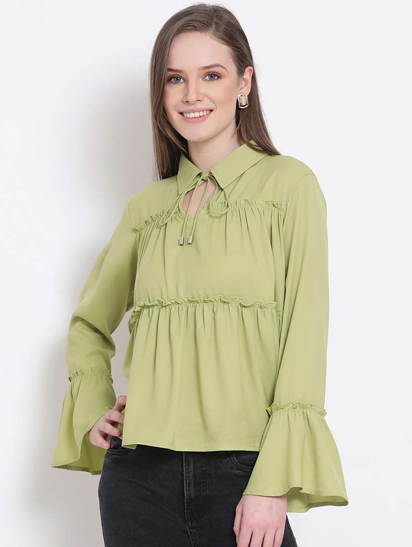Women's Straight Tie Up Neck Top