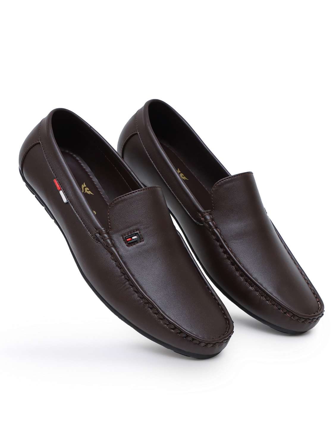 Brown Synthetic Slip On Loafers
