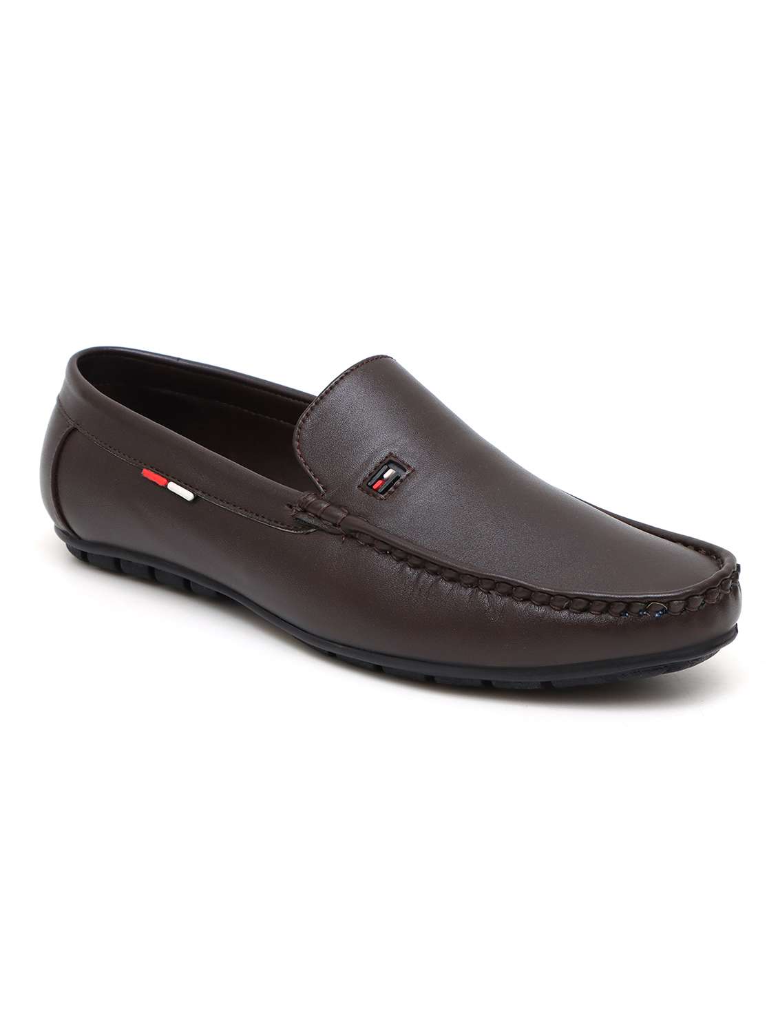 Brown Synthetic Slip On Loafers