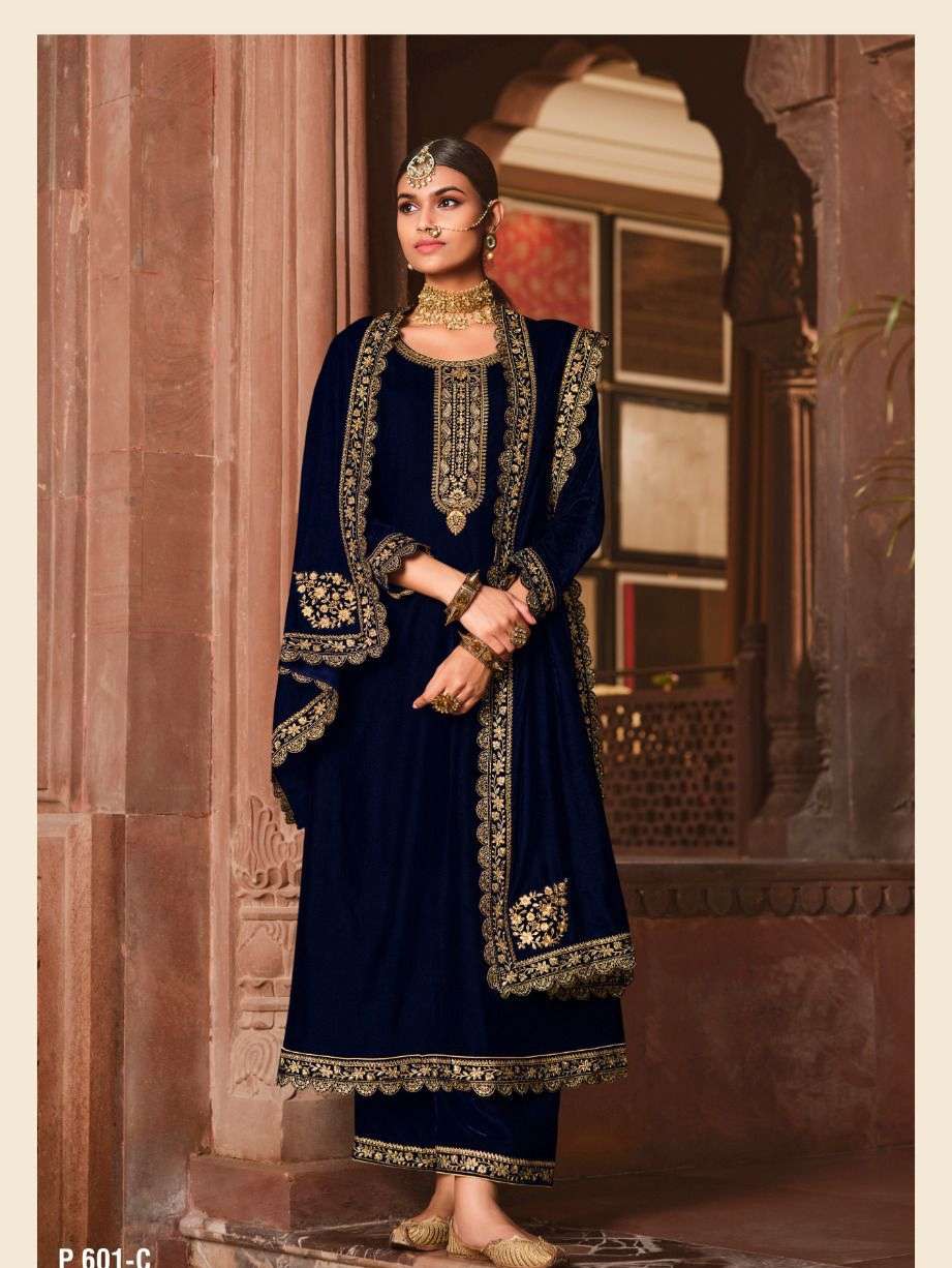 Buy online Velvet Golden Zari Work from Suits & Dress material for