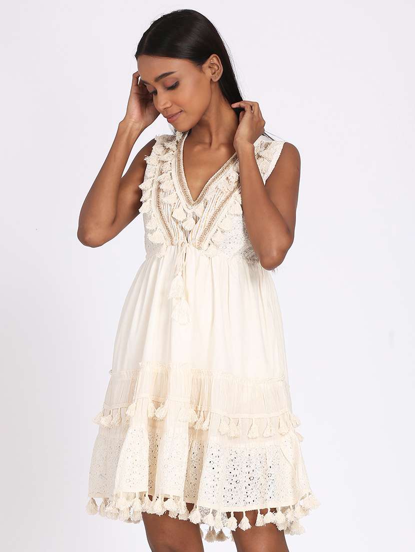 Women's Fit & Flare Self Design Dress