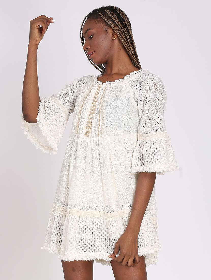 Women's Fit & Flare Self Design Dress