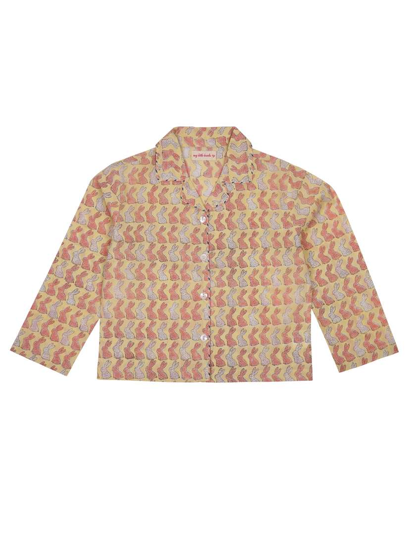 Yellow Printed Nightwear Pyjama Set 