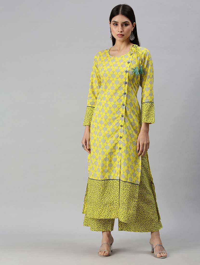 Women Printed Round Neck Kurta Palazzo Set