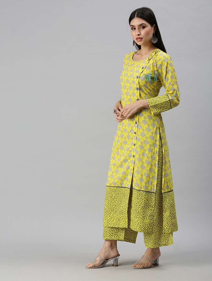 Women Printed Round Neck Kurta Palazzo Set