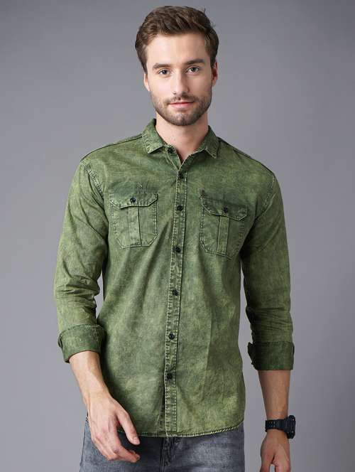 Black Light-washed Denim Casual Shirt 
